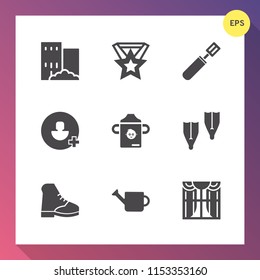 Modern, simple vector icon set on gradient background with underwater, home, estate, prize, business, bottle, blue, kitchen, plant, sign, milk, city, pan, success, equipment, building, concept icons