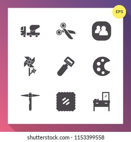 Modern, simple vector icon set on gradient background with business, cabinet, post, tool, industry, art, nature, cement, construction, drawing, concrete, floral, mail, blossom, communication icons