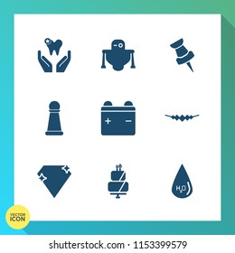 Modern, simple vector icon set on gradient background with cake, dental, dessert, full, technology, futuristic, chess, dentistry, future, location, digital, robot, piece, white, accessory, map icons
