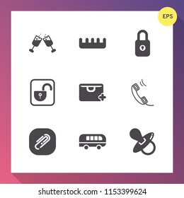 Modern, simple vector icon set on gradient background with alcohol, bag, liquid, speed, wine, protection, red, transportation, female, bus, add, comb, care, fashion, transport, child, white, key icons