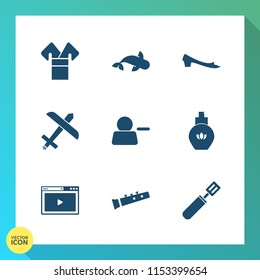Modern, simple vector icon set on gradient background with sound, chinese, pictogram, aroma, fresh, japanese, footwear, music, fish, media, food, beauty, fishing, people, cooking, kitchen, china icons
