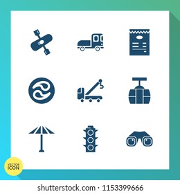Modern, simple vector icon set on gradient background with wagasa, transportation, transport, tow, kayaking, crest, activity, equipment, sea, cargo, lamp, umbrella, shipping, interface, canoe icons