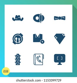Modern, simple vector icon set on gradient background with child, computer, green, bow, phone, baseball, water, shirt, screen, lamp, light, internet, pan, book, cap, headwear, elegance, fashion icons