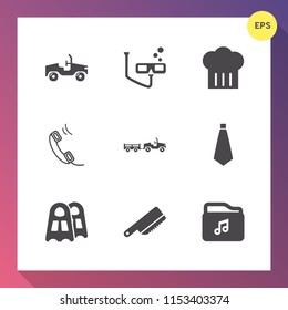 Modern, simple vector icon set on gradient background with scuba, call, car, van, tie, sea, necktie, water, automotive, vehicle, sign, sport, mobile, equipment, shipping, cook, transport, food icons