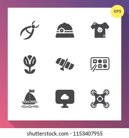 Modern, simple vector icon set on gradient background with wind, technology, small, sign, newborn, cloud, station, clothing, fashion, cute, nature, chinese, hat, medicine, floral, control, drill icons