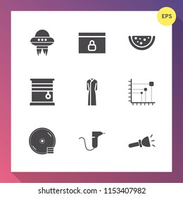 Modern, simple vector icon set on gradient background with alien, room, spacecraft, website, spaceship, padlock, dentistry, vehicle, fashion, sign, medical, disk, disc, window, lock, home, data icons