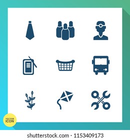 Modern, simple vector icon set on gradient background with store, ball, tie, white, plant, inkstone, kite, leisure, reparation, sport, clinic, service, cone, necktie, suzuri, graphic, market icons