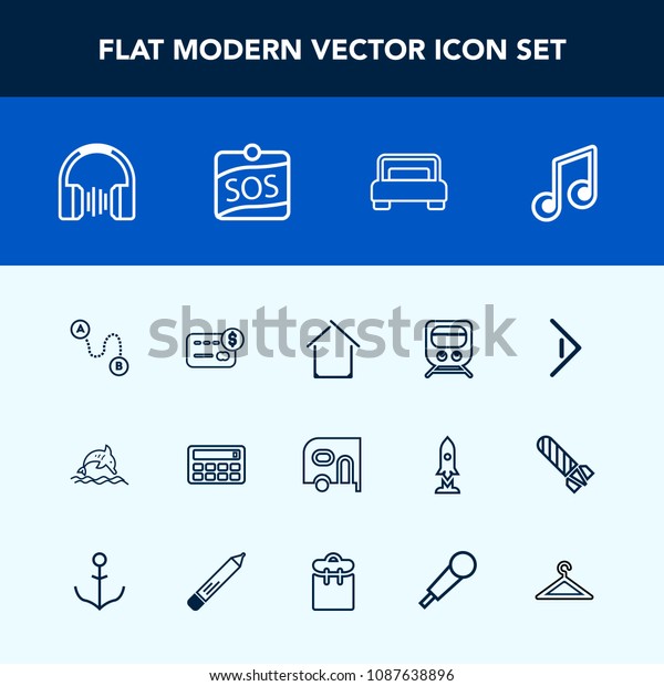 Modern, simple vector icon set with travel, bank,\
balance, transport, button, delivery, furniture, right, music,\
dolphin, bed, sos, estate, position, money, building, hanger,\
train, map, car icons