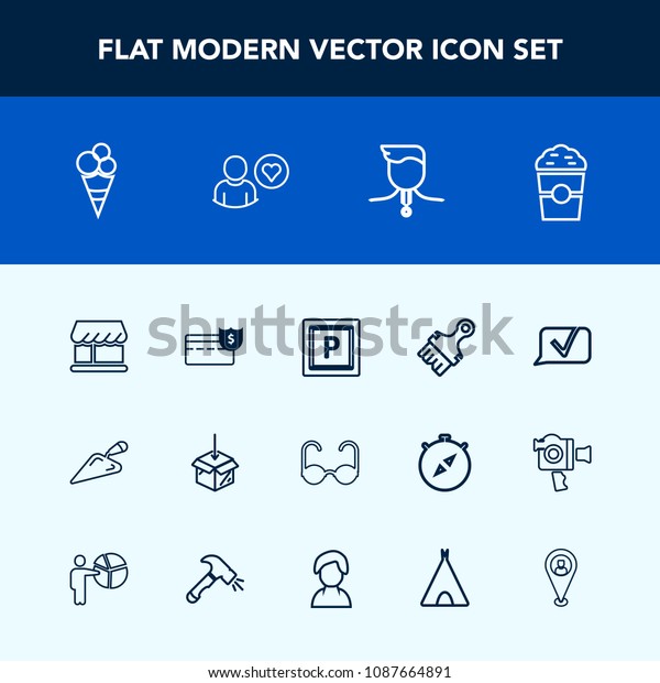 Modern, simple vector icon set with fashion, cafe,\
sun, winner, curtain, gold, pin, profile, chat, , business, medal,\
transport, cup, bank, construction, shovel, competition, street,\
vehicle icons