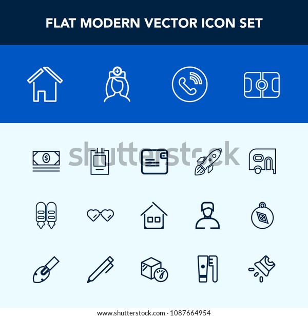 Modern, simple vector icon set with architecture,\
house, screen, business, purse, fashion, pitch, coin, home, wallet,\
delivery, doctor, football, science, money, phone, launch,\
sunglasses, space\
icons