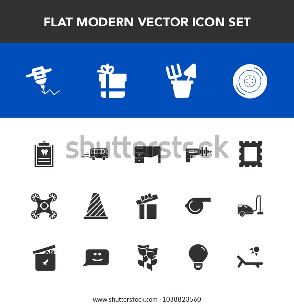 Modern, simple vector icon set with dentist,\
picture, transport, celebration, table, frame, desk, war, weapon,\
automobile, box, street, road, photo, space, background, border,\
control, drone icons