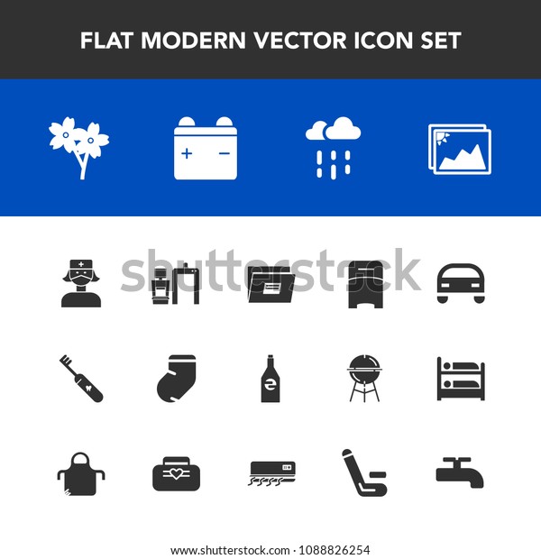Modern, simple vector icon set with clean, medical,\
vehicle, fashion, bed, weather, bottle, machine, scan, clothes,\
frame, image, furniture, flower, water, file, beverage, blossom,\
white, nurse icons