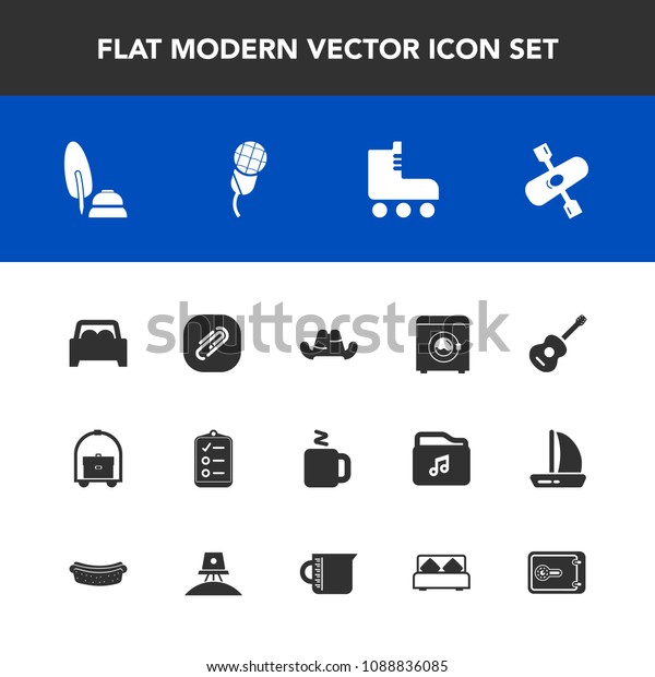 Modern, simple vector icon set with music, hot,\
audio, ink, vacation, vehicle, drink, black, sport, karaoke,\
fashion, wash, activity, skate, clothing, cap, fun, leisure,\
checklist, housework\
icons