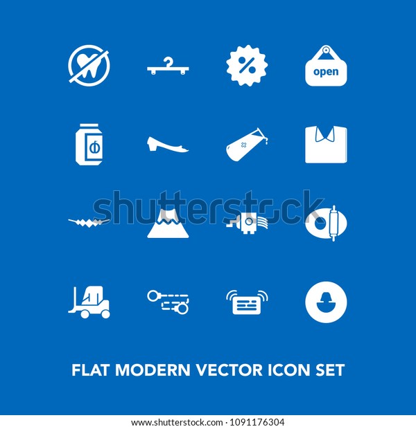 Modern, simple vector icon set on blue background
with healthy, footwear, business, mountain, truck, health, kitchen,
message, cloakroom, dentist, store, sale, shop, cargo, transport,
cheese icons