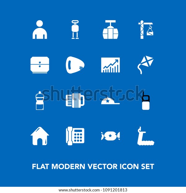 Modern, simple vector icon set on blue background\
with android, candy, car, food, robot, telephone, hammer,\
equipment, gym, lollipop, house,   cleaner, treadmill, mobile,\
sweet, technology\
icons