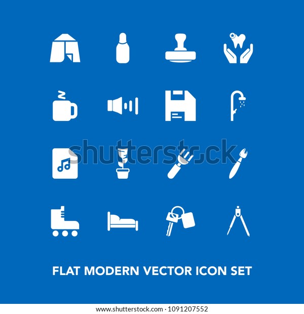 Modern, simple vector icon set on blue background\
with tool, automobile, travel, bedroom, dentist, note, key,\
skating, paint, green, car, instrument, skate, mark, dinner,\
restaurant, adventure\
icons