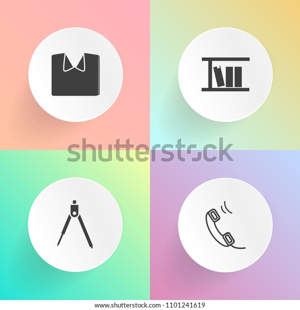 Modern, simple vector icon set on gradient\
backgrounds with mobile, shirt, contact, school, business, drawing,\
equipment, divider, technology, call, library, communication,\
learning, book, new\
icons