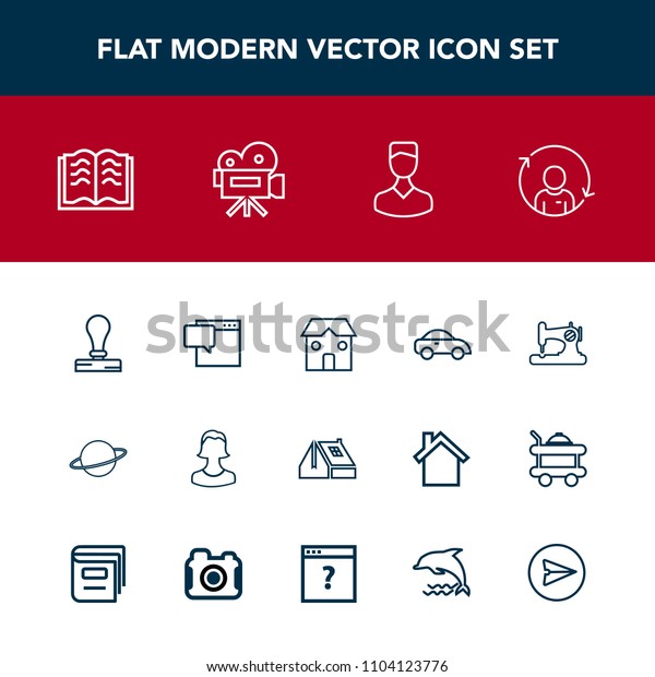Modern, simple vector icon set with education,\
construction, person, bubble, video, tripod, avatar, space, sewing,\
chat, house, refresh, literature, transport, vehicle, window,\
profile, message icons