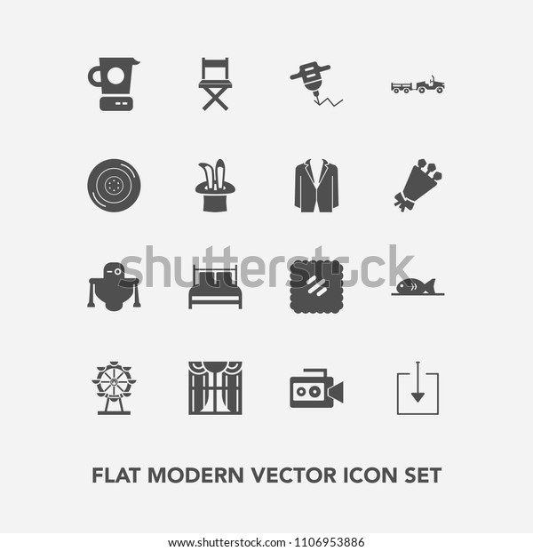 Modern, simple vector icon set with technology,\
wheel, light, sign, hand, carousel, download, mail, cooking, drill,\
web, stamp, shipping, equipment, eye, interior, meat, truck, food,\
work, film icons