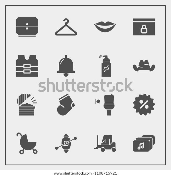 Modern, simple vector icon set with lock, chef,\
price, sailboat, restroom, truck, music, beauty, wc, transport,\
public, lips, stroller, clothes, ship, child, file, cargo, baby,\
teeth, pram, car icons