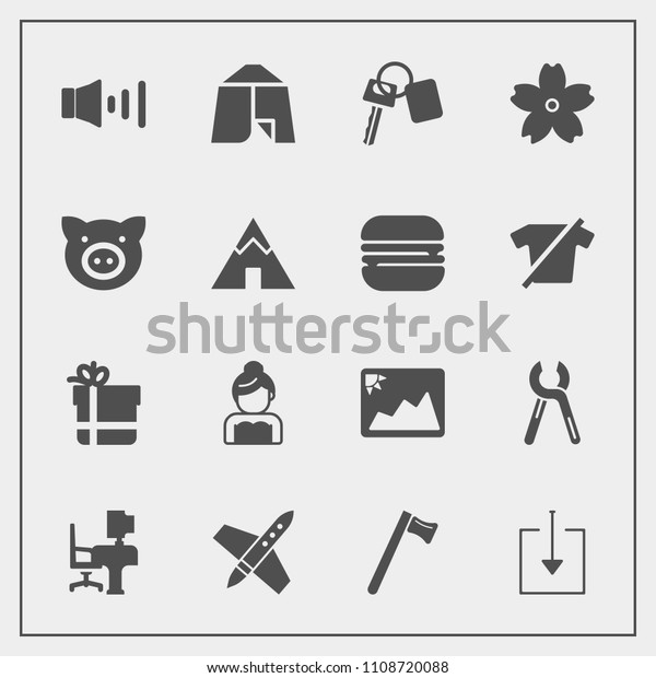 Modern, simple vector icon set with groom, picture,\
wedding, spaceship, tent, table, office, rocket, wrench, service,\
volume, frame, speaker, bow, photo, craft, technology, equipment,\
sound, web icons