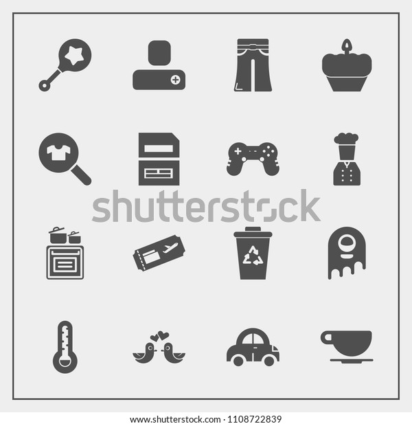 Modern, simple vector icon set with temperature,\
cafe, trash, social, car, bird, cup, coffee, flight, modern, child,\
cooking, human, kitchen, fashion, animal, pants, recycling, baby,\
ticket, air icons