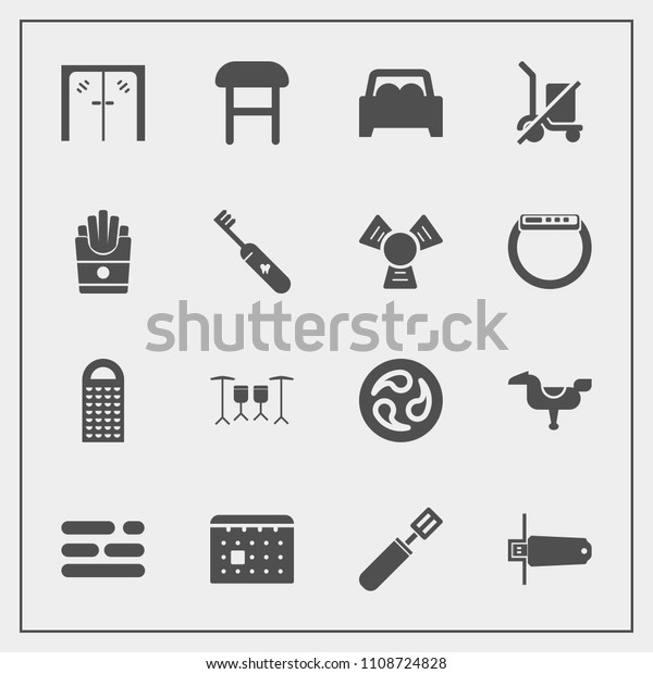 Modern, simple vector icon set with car, entrance,\
timetable, shopping, sign, cheese, drum, kid, door, white, day,\
child, send, armchair, horse, pan, layout, scale, template,\
interior, handle icons