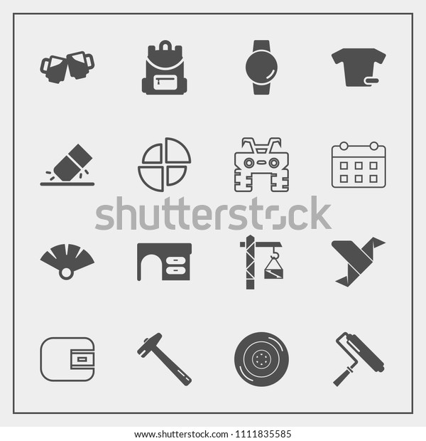 Modern, simple vector icon set with tire, office,\
work, beer, wheel, desk, finance, car, bag, watch, spanner, smart,\
bar, roll, cash, traditional, construction, gadget, table, school,\
wallet icons