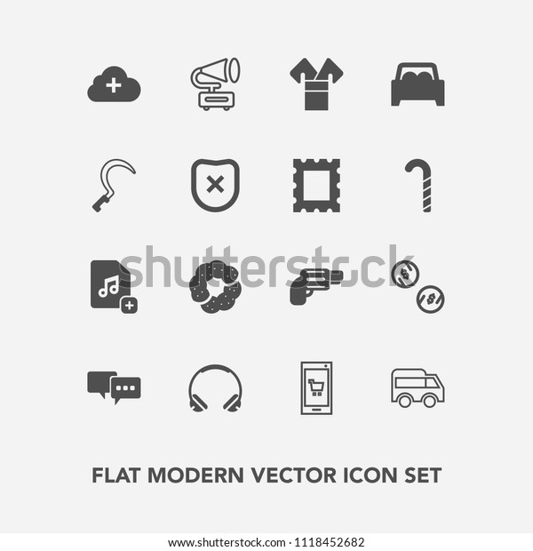 Modern, simple vector icon set with cake, mobile,\
vehicle, doughnut, speech, phone, weapon, record, finance,\
traditional, money, direction, music, gramophone, retro, food,\
kimono, dessert, audio\
icons