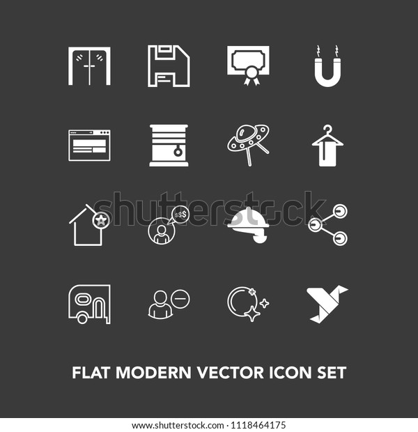 Modern, simple vector icon set on dark background\
with certificate, house, business, magnetic, computer,\
architecture, entrance, transport, delivery, frame, paper, diploma,\
door, freelance, work\
icons