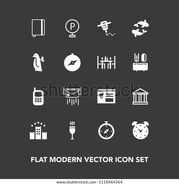 Modern, simple vector icon set on dark background\
with book, red, alcohol, compass, road, vacation, greece, menu,\
tourism, glass, drill, hand, page, map, mail, hotel, greek,\
message, lot, sky\
icons