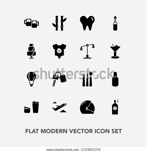 Modern, simple vector icon set with sky, healthy,\
plane, rider, paint, cone, fork, car, automobile, sugar, drink,\
biker, spray, parachuting, key, asia, vehicle, beer, knife, asian,\
bowling, bar icons