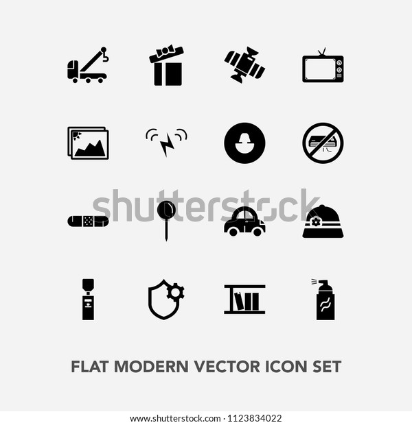 Modern, simple vector icon set with space, picture,\
photo, library, book, image, technology, hat, box, truck, medicine,\
security, health, map, drop, water, television, tv, station,\
present, gift icons