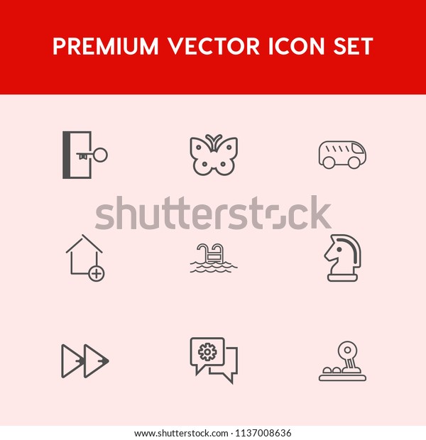 Modern, simple vector icon set on red background\
with game, emergency, blue, home, pool, technology, chess, player,\
audio, sign, music, wing, summer, water, house, communication,\
collection, fly icons