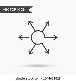 Modern and simple vector illustration arrow icon from circle. Flat image with thin lines for application, website, interface, business presentation, infographics on white isolated background.