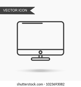Modern and simple vector illustration of computer monitor icon. Flat image with thin lines for application, website, interface, business presentation, infographics on white isolated background.