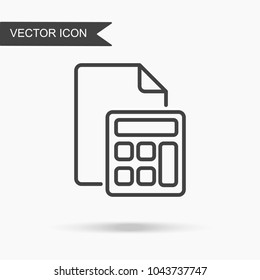 Modern and simple vector illustration of a document icon and calculator. Flat image with thin lines for application, website, interface, presentation, infographics on white isolated background.