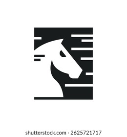 Ilustración vectorial moderna y simple del logotipo geométrico del caballo 4