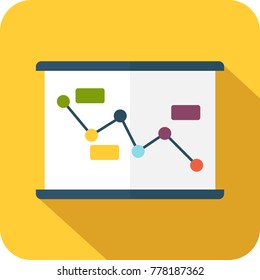 Modern and simple vector illustration icon in the form of a graph on the whiteboard for presentations. Flat image for application, website, interface, business presentation, infographics.