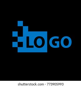 Modern and simple vector illustration of a logo. Abstract flat picture with rectangles puzzles on a black background.