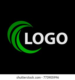 Modern and simple vector illustration of a logo. Abstract flat image with half circles on a black background.