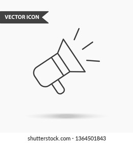 Modern and simple vector illustration of loudspeaker icon. Flat image with thin lines for application, interface, presentation, infographics on isolated background
