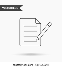 Modern and simple vector illustration of pens and document icon. Flat image sheet of records with thin lines for application, interface, presentation, infographics on isolated background