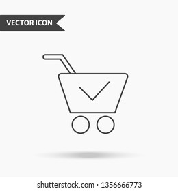 Modern and simple vector illustration of shopping carts icon. Flat image with thin lines for application, interface, presentation, infographics on isolated background