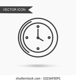 Modern and simple vector illustration of a wall clock. Flat image with thin lines for application, website, interface, business presentation, infographics on white isolated background.