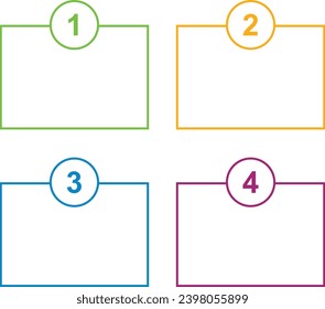 Modern simple vector line art for numbered step by step presentation flow with room for text