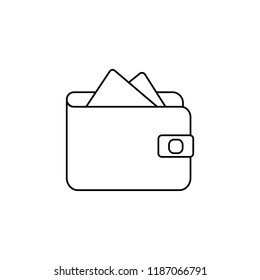 Modern simple wallet line icon. Premium pictogram isolated on a white background. Stroke high quality symbol. Wallet icon in modern line style. Vector illustration