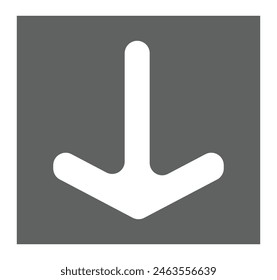 Modern simple white arrow. Flat style isolated on black background. Vector illustration.