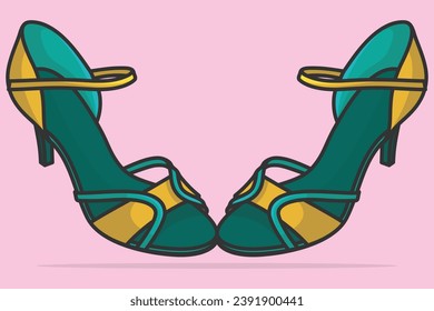 Modern Simple Women Sandals Shoes Pair vector illustration. Beauty fashion objects icon concept. Pair of girls fashion sandals vector design.