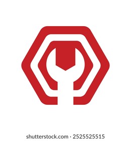 Modern simple wrench logo design